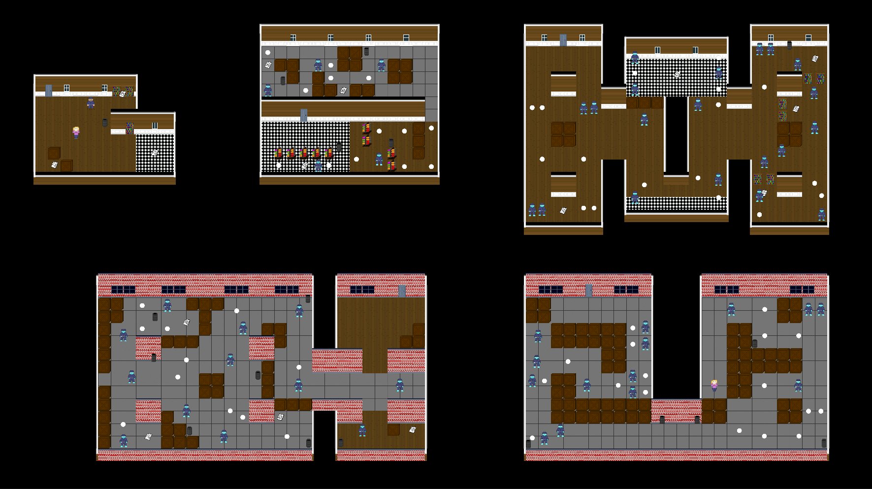 Map of all of five of Shade Walk's levels.